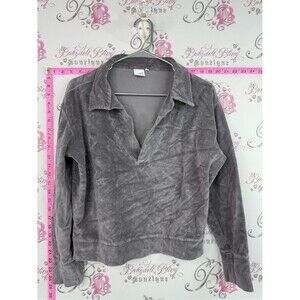 Lune active sweater soft velour Gray Pullover Collared Top